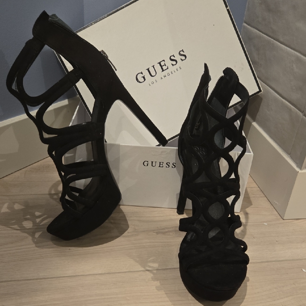 Guess Black Strappy Heels